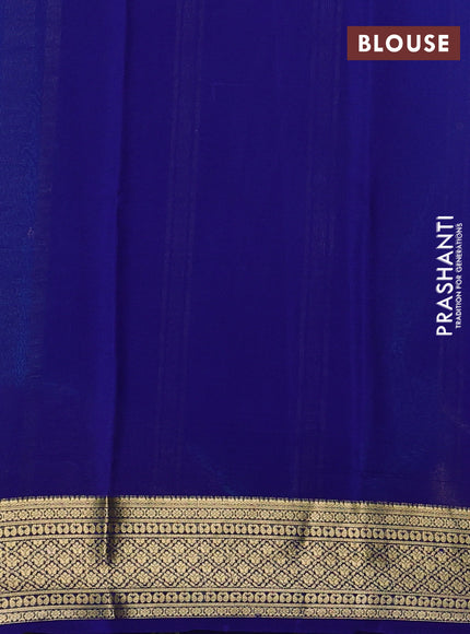 Pure mysore silk saree teal blue and blue with allover zari buttas and zari woven border