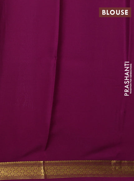 Pure mysore silk saree teal green and purple with allover zari woven checked pattern and zari woven border