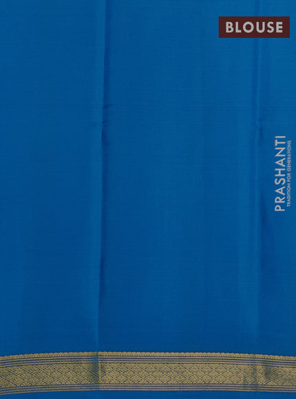 Pure mysore silk saree royal blue and blue with allover zari woven checked pattern and zari woven border
