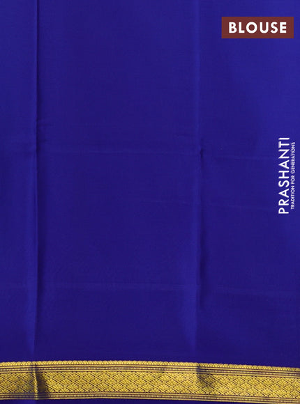 Pure mysore silk saree teal blue and blue with allover zari woven checked pattern and zari woven border