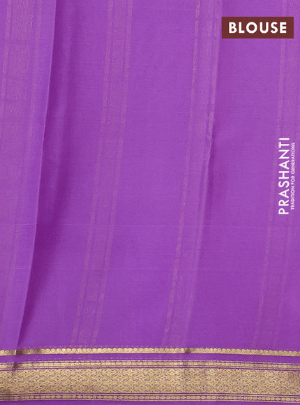 Pure mysore silk saree dark coffee brown and lavender with allover small zari checked pattern and zari woven border