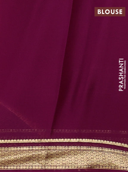 Pure mysore silk saree peach pink and purple with allover small zari checked pattern and zari woven border