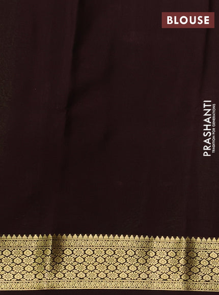 Pure mysore silk saree light green and coffee brown with zari woven buttas and zari woven border