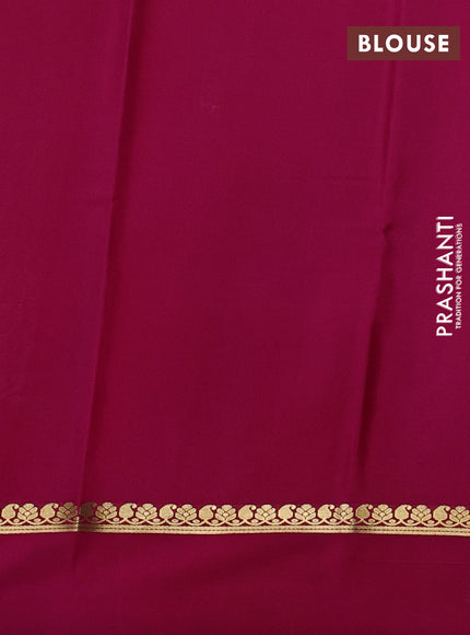 Pure mysore silk saree teal green and pink with zari woven buttas and zari woven simple border