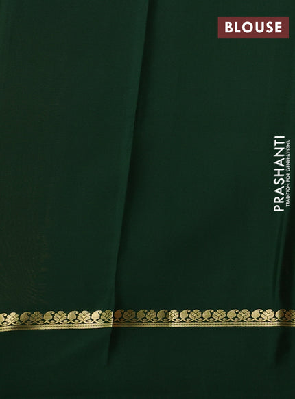 Pure mysore silk saree mustard yellow and green with zari woven buttas and zari woven simple border