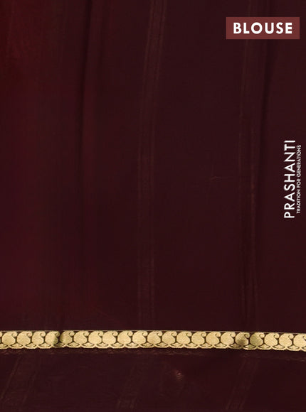 Pure mysore silk saree rustic orange and coffee brown with zari woven buttas and zari woven simple border