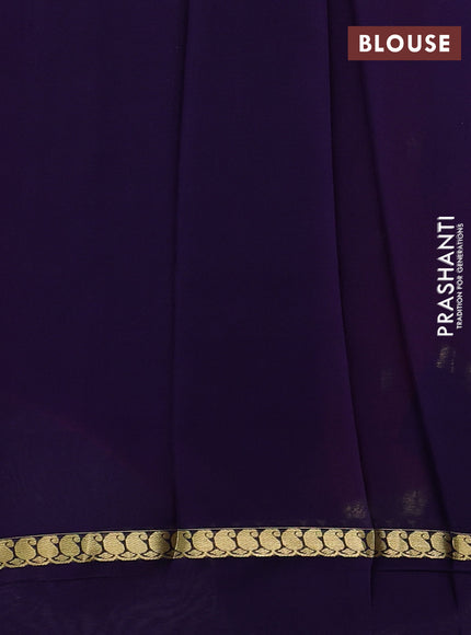 Pure mysore silk saree pink and violet with zari woven buttas and zari woven simple border