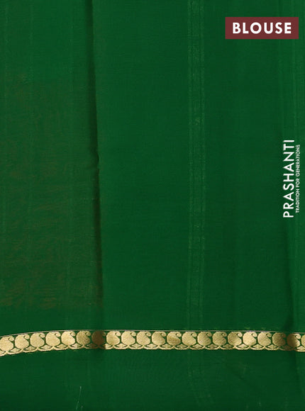 Pure mysore silk saree red and green with zari woven buttas and zari woven simple border