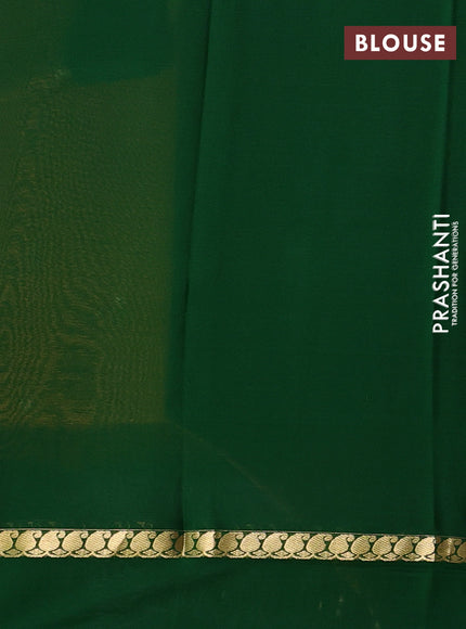 Pure mysore silk saree mustard yellow and green with zari woven buttas and zari woven simple border