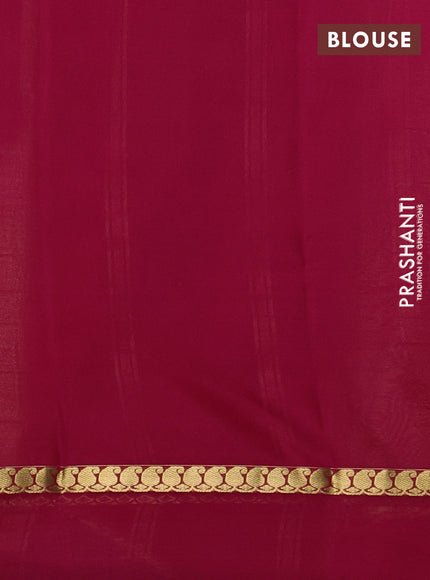Pure mysore silk saree pista green and pink with zari woven buttas and zari woven simple border