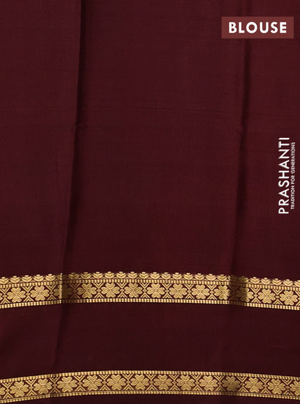Pure mysore silk saree rustic orange and coffee brown with allover zari woven checked pattern and rettapet zari woven border