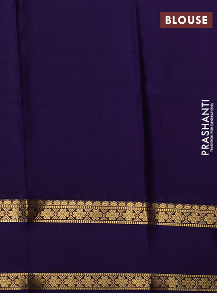 Pure mysore silk saree pink and violet with allover zari woven checked pattern and rettapet zari woven border