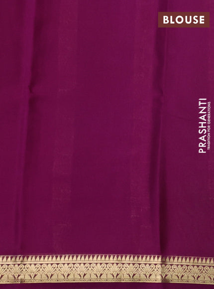 Pure mysore silk saree parrot green and purple with zari woven buttas and zari woven border