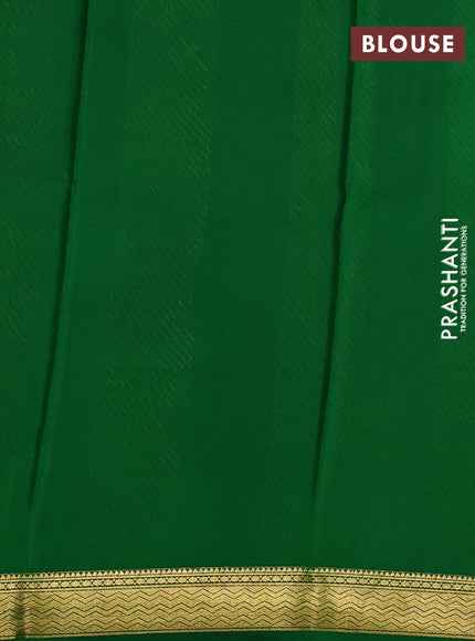 Pure mysore silk saree purple and green with allover small zari woven checked pattern and zari woven border