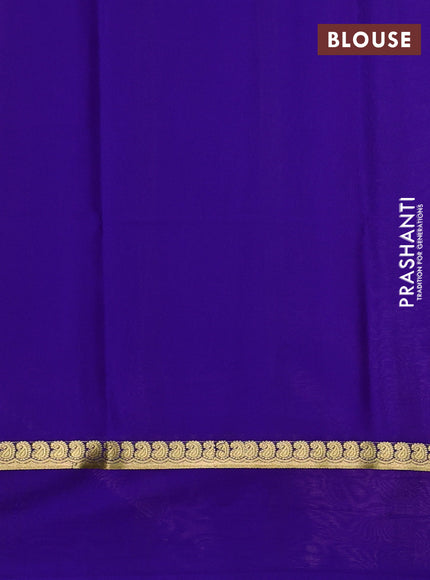 Pure mysore silk saree baby pink and blue with zari woven buttas and zari woven simple border