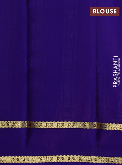 Pure mysore silk saree peach pink and blue with allover zari woven checked pattern and rettapet zari woven border