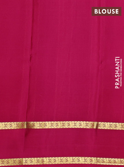 Pure mysore silk saree bottle green and pink with allover zari woven checked pattern and rettapet zari woven border