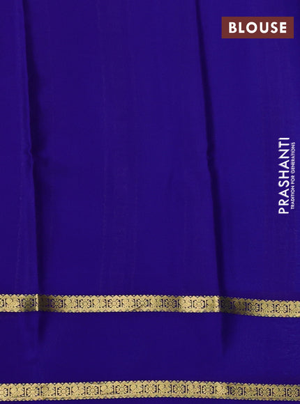 Pure mysore silk saree teal blue and blue with allover zari woven checked pattern and rettapet zari woven border