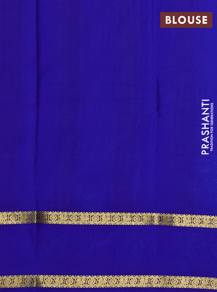 Pure mysore silk saree light blue and royal blue with allover zari woven checked pattern and rettapet zari woven border