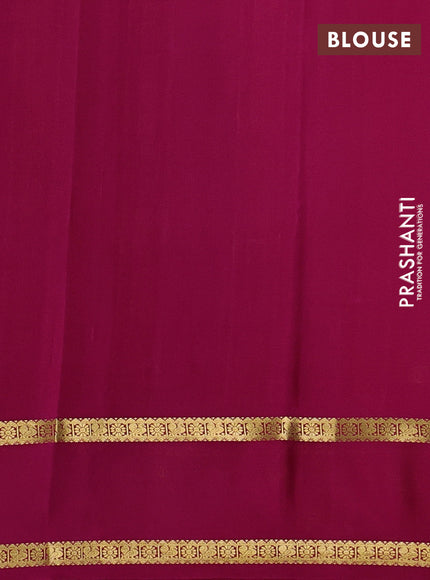 Pure mysore silk saree green and pink with allover zari woven checked pattern and rettapet zari woven border