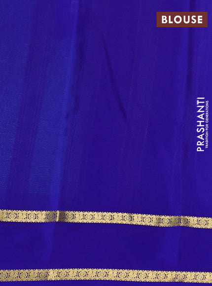 Pure mysore silk saree teal green and blue with allover zari woven checked pattern and rettapet zari woven border