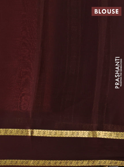 Pure mysore silk saree peach pink and coffee brown with allover zari woven checked pattern and rettapet zari woven border