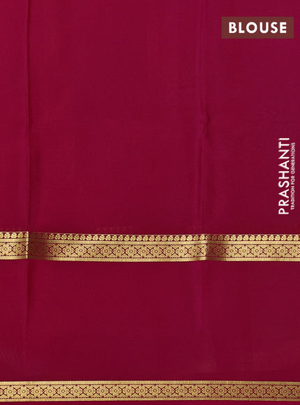 Pure mysore silk saree teal green and pink with allover small zari woven checked pattern and rettapet zari woven border