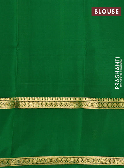 Pure mysore silk saree pink and green with allover small zari woven checked pattern and rettapet zari woven border