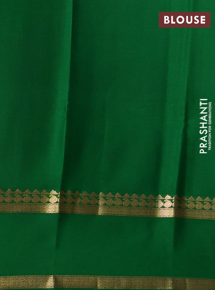 Pure mysore silk saree purple and green with allover small zari woven checked pattern and rettapet zari woven border