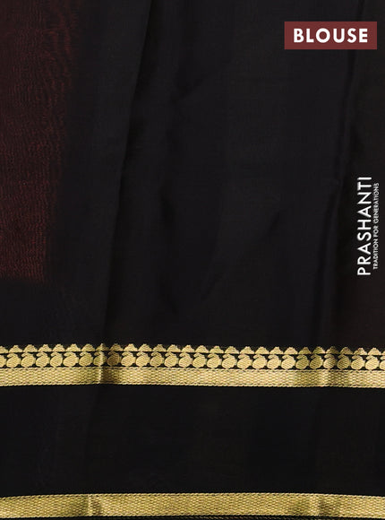 Pure mysore silk saree orange and black with allover small zari woven checked pattern and rettapet zari woven border