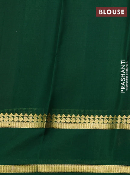 Pure mysore silk saree maroon and green with allover small zari woven checked pattern and rettapet zari woven border