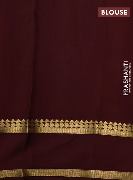 Pure mysore silk saree rustic orange and brown with allover small zari woven checked pattern and rettapet zari woven border
