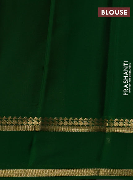Pure mysore silk saree maroon and green with allover small zari woven checked pattern and rettapet zari woven border