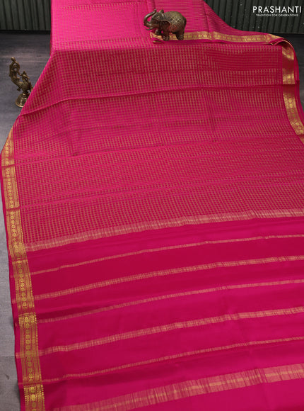 Pure mysore silk saree pink with allover small zari checks & buttas and zari woven border