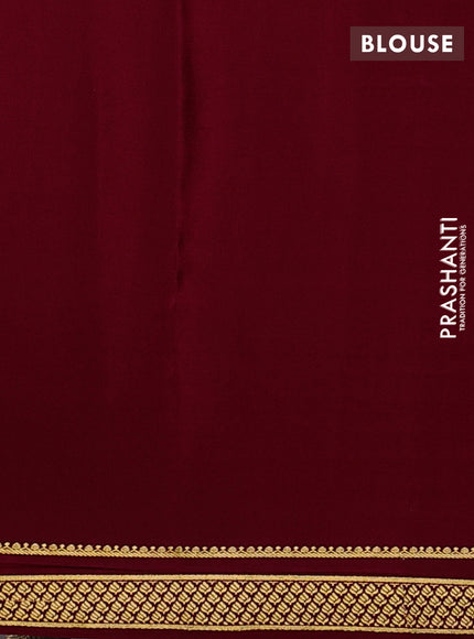 Pure mysore silk saree maroon with allover small zari woven checked pattern and zari woven border