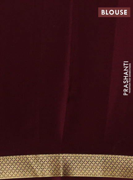 Pure mysore silk saree coffee brown with allover small zari woven checked pattern and zari woven border