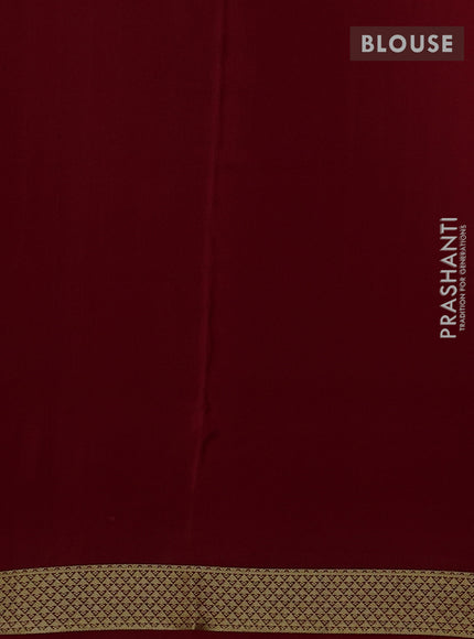 Pure mysore silk saree maroon with allover small zari woven checked pattern and zari woven border