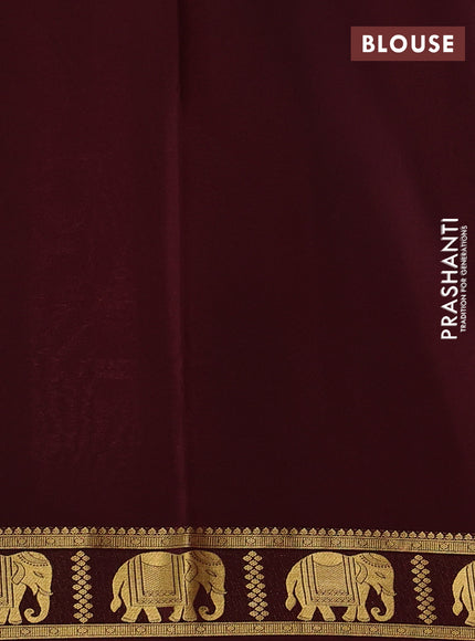 Pure mysore silk saree peach pink and coffee brown with plain body and zari woven border