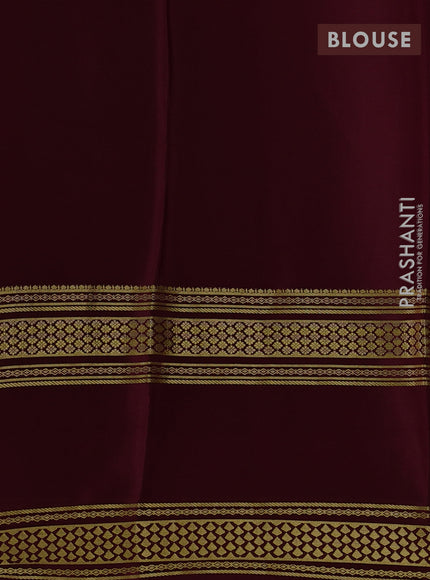 Pure mysore silk saree deep maroon with plain body and zari woven border