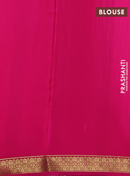 Pure mysore silk saree pink with allover small zari woven checked pattern and zari woven border