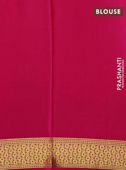 Pure mysore silk saree coffee brown and pink with allover small zari checks & buttas and zari woven border