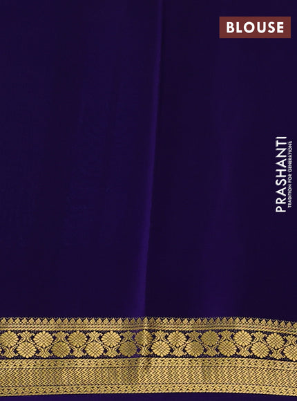 Pure mysore silk saree blue and violet with plain body and zari woven border