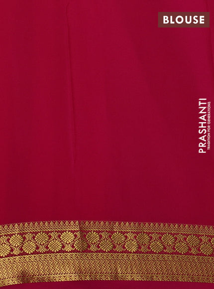Pure mysore silk saree pista green and pink with plain body and zari woven border