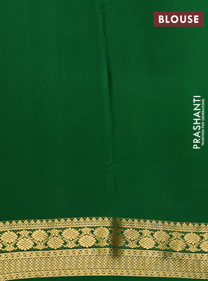 Pure mysore silk saree red and green with plain body and zari woven border