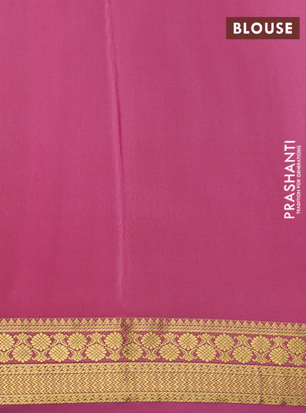 Pure mysore silk saree purple and pink with plain body and zari woven border