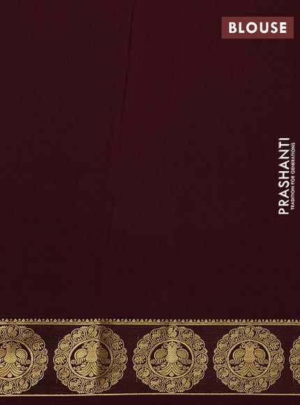 Pure mysore silk saree coffee brown with plain body and zari woven border