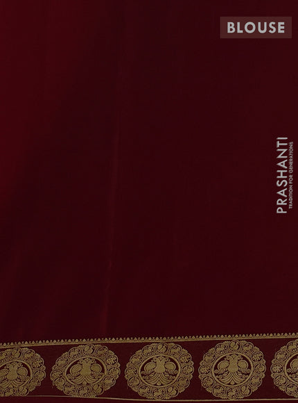 Pure mysore silk saree maroon with plain body and zari woven border