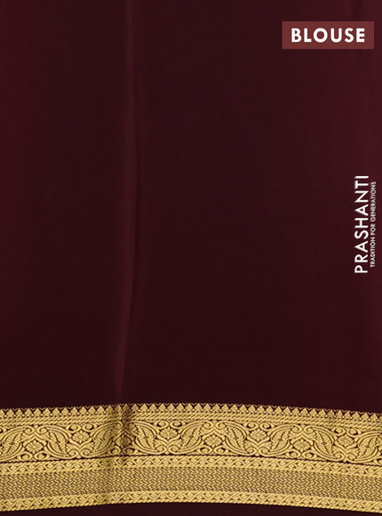 Pure mysore silk saree orange and coffee brown with plain body and zari woven border