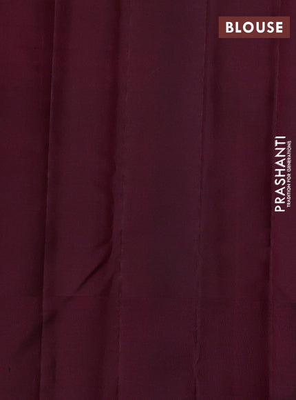 Pure kanchipuram silk saree wine shade with allover zari woven brocade weaves and parrot design zari woven border