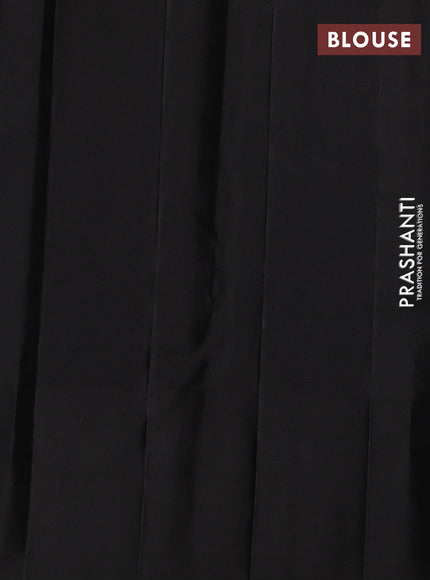 Pure kanchipuram silk saree black with allover zari woven brocade weaves and parrot design zari woven border